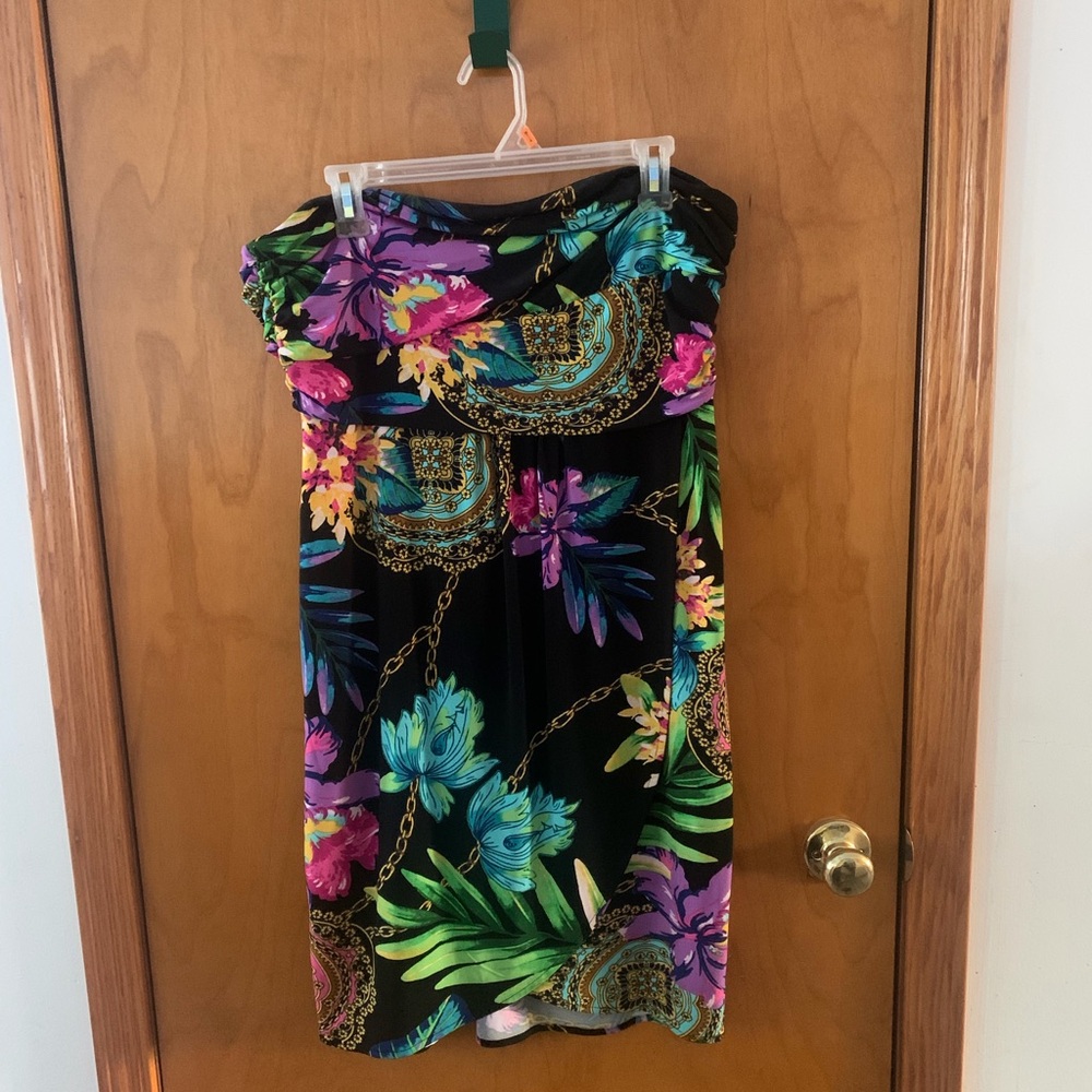 XL Jennifer Lopez Multicolor Floral Strapless Dress